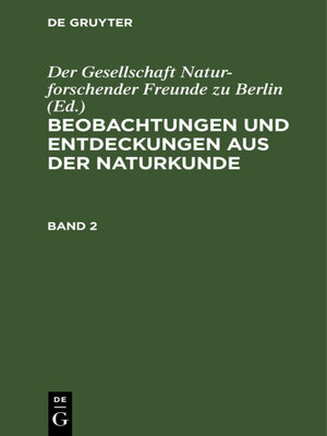 cover image of Beobachtungen und Entdeckungen aus der Naturkunde. Band 2